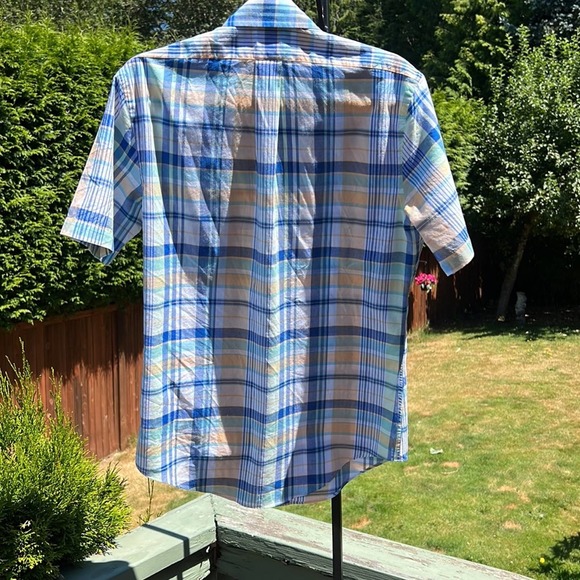 Brooks Brothers Mens button down shirt plaid checkered blue size S short sleeves - Picture 5 of 14